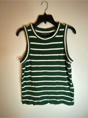 LOFT Green & White Striped Women’s Tank Top